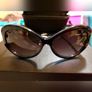 Tres Noir Bombshell Black Blue Metallic Glitter Sunglasses